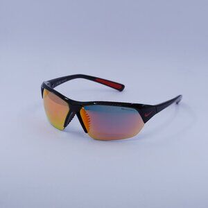 NIKE SKYLON ACE M FQ4684 010 Sunglasses Black Geometric Frame, Red Lenses